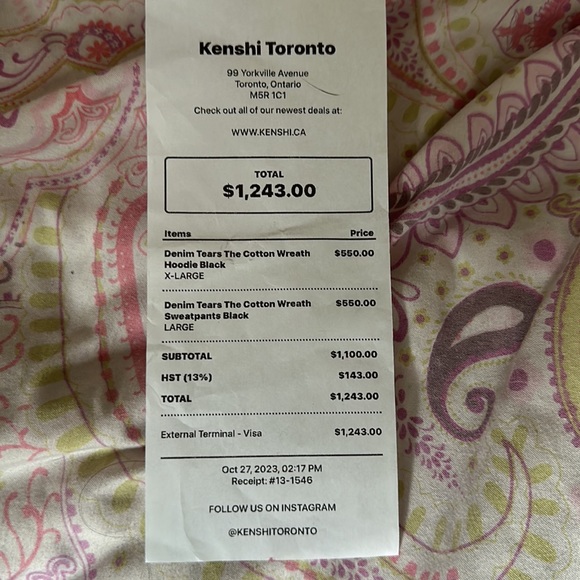 Denim Tears Wreath Track Pants Men’s Size M - Picture 3 of 3